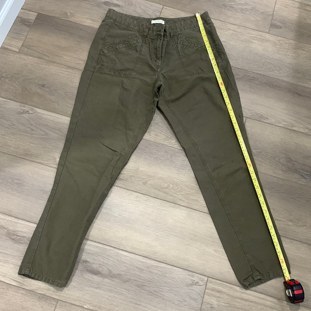 LOFT Army Green Linen/Cotton Cropped Pants